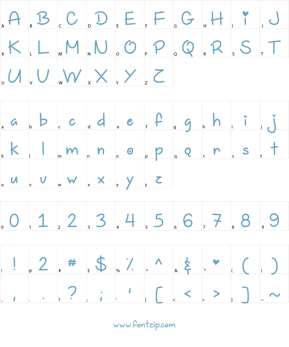 Too Freakin Cute Demo Font Character
